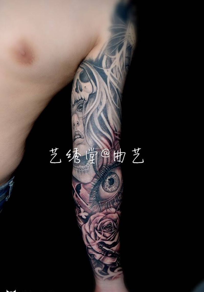 欧美写实包整臂纹身图片