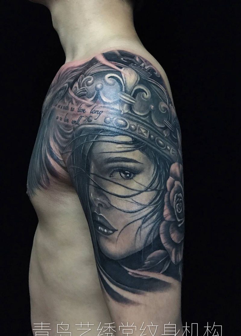 进度纹身图片_成品插画胸部手臂欧美写实原创纹身图案