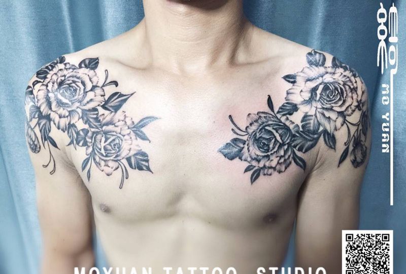 男神款素花纹身图片