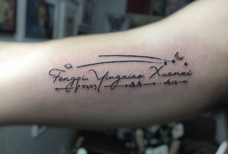 英文纹身图片_手臂几何纹身图案