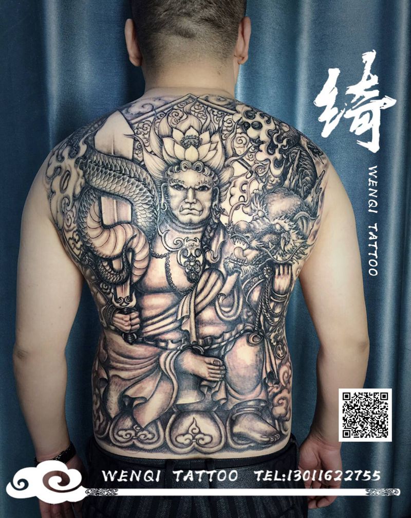 不动明王纹身图片_背部新传统纹身图案