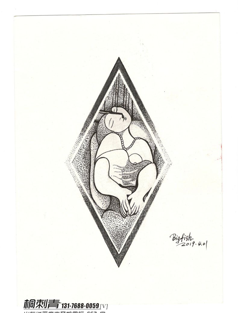 毕加索《少女》纹身图片_手臂点刺手稿世界名画纹身图案