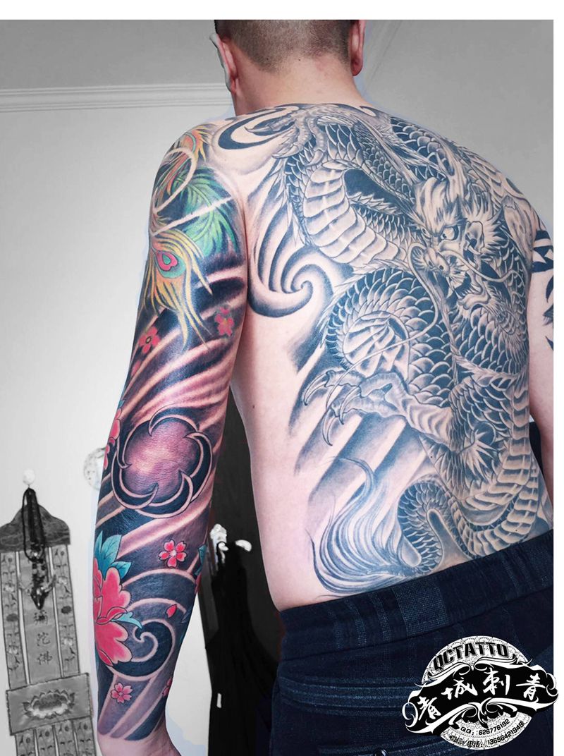 花臂 花胸 满背纹身纹身图片_背部手臂老传统纹身图案