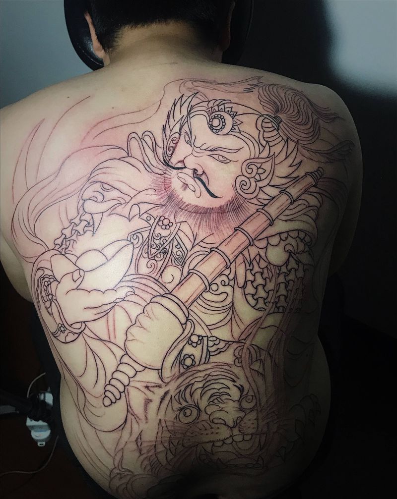 武财神，赵公明纹身图片_背部纹身图案