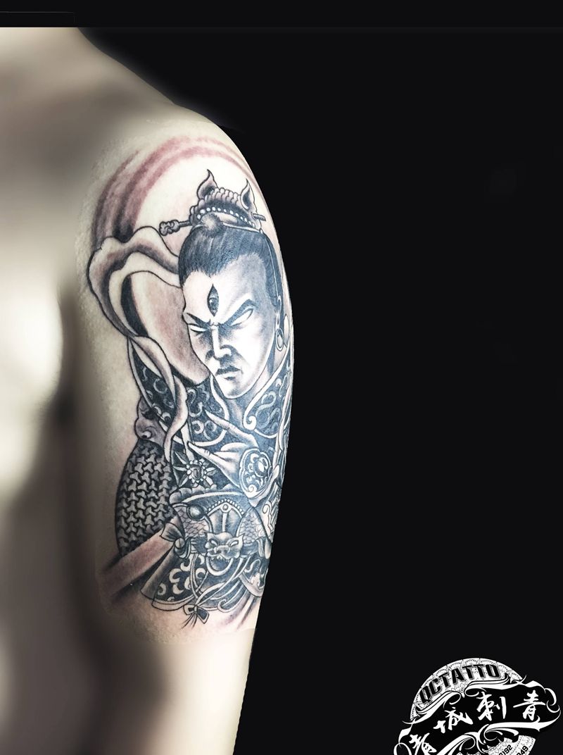 二郎神纹身纹身图片_手臂老传统纹身图案