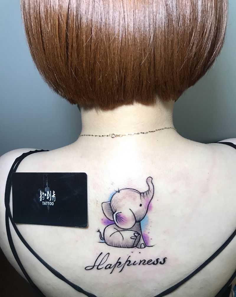 今日又两个小象纹身图片_腿部背部纹身图案