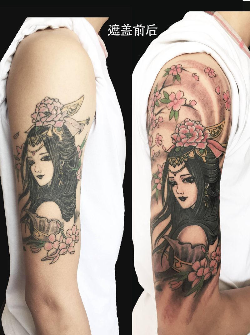 修改遮盖艺妓纹身纹身图片_手臂老传统新传统纹身图案