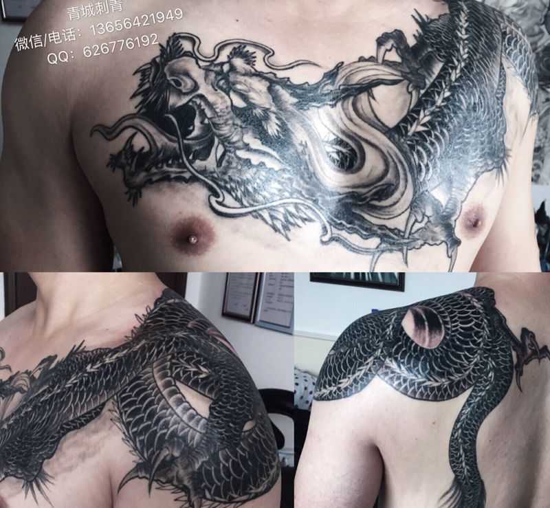 过肩龙纹身遮盖失败过肩龙纹身图片