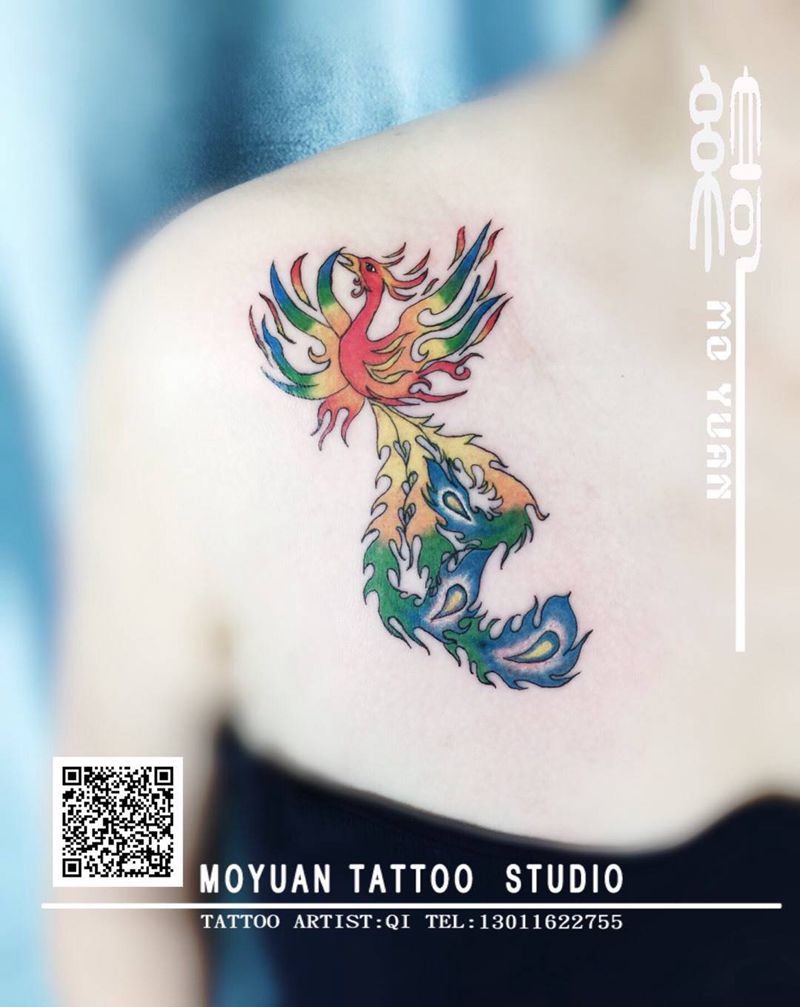 涅槃重生的凤凰纹身图片