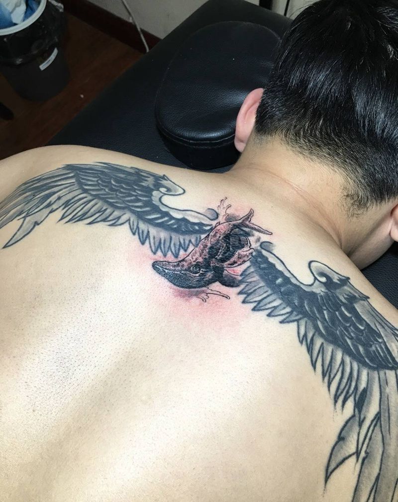 遮盖小鲸鱼纹身图片