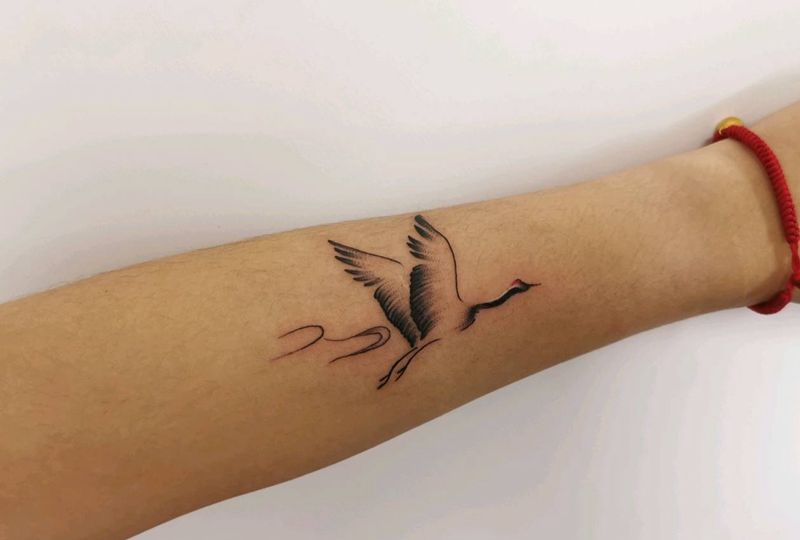 鹤纹身图片_手臂纹身图案