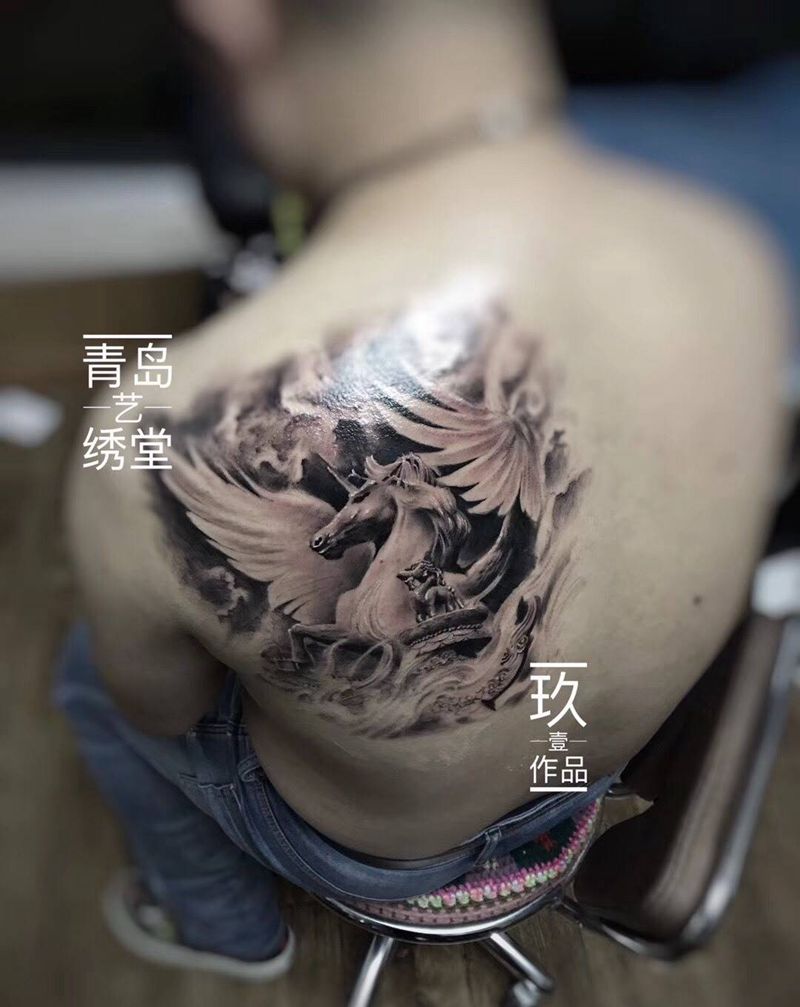 艺绣堂玖壹出品纹身图片_成品原创清新背部腹部肩部纹身图案