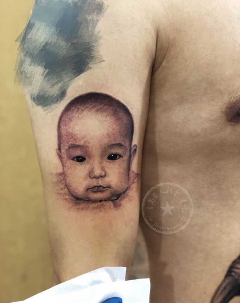 肖像纹身图片_手臂欧美写实肖像纹身图案