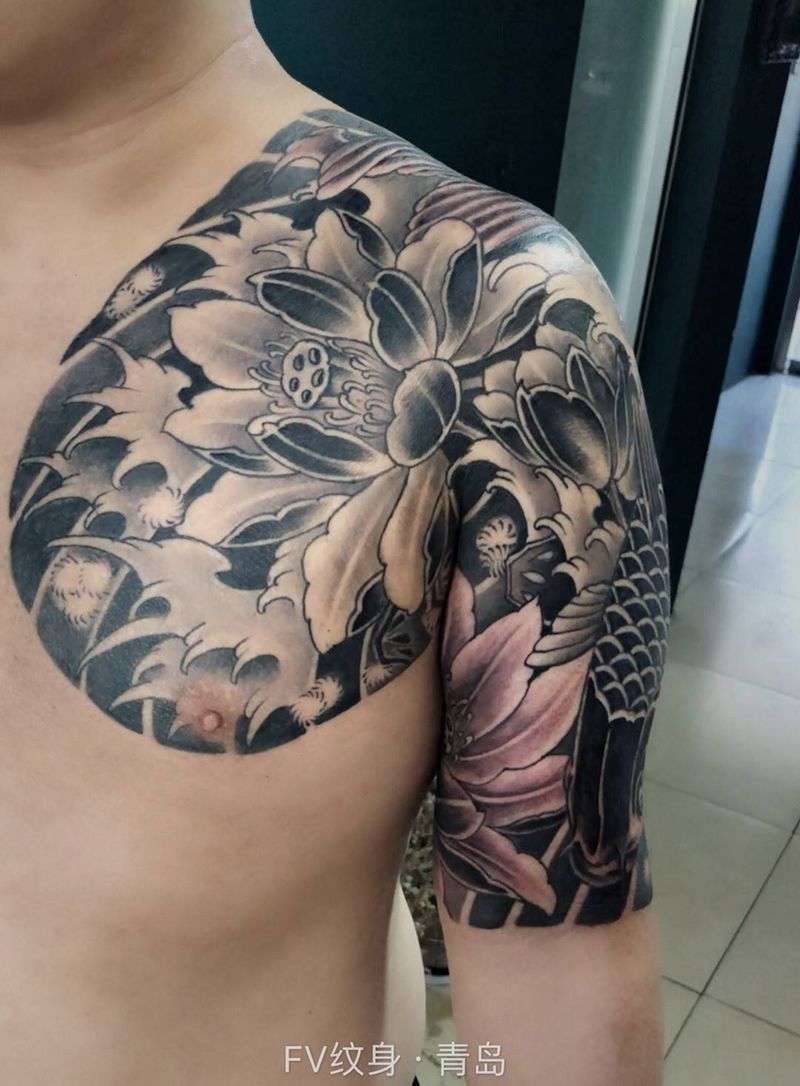 日式经典 老传统半甲纹身图片