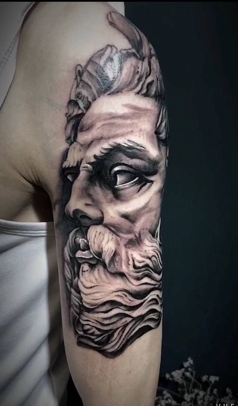 海神，波塞冬纹身图片