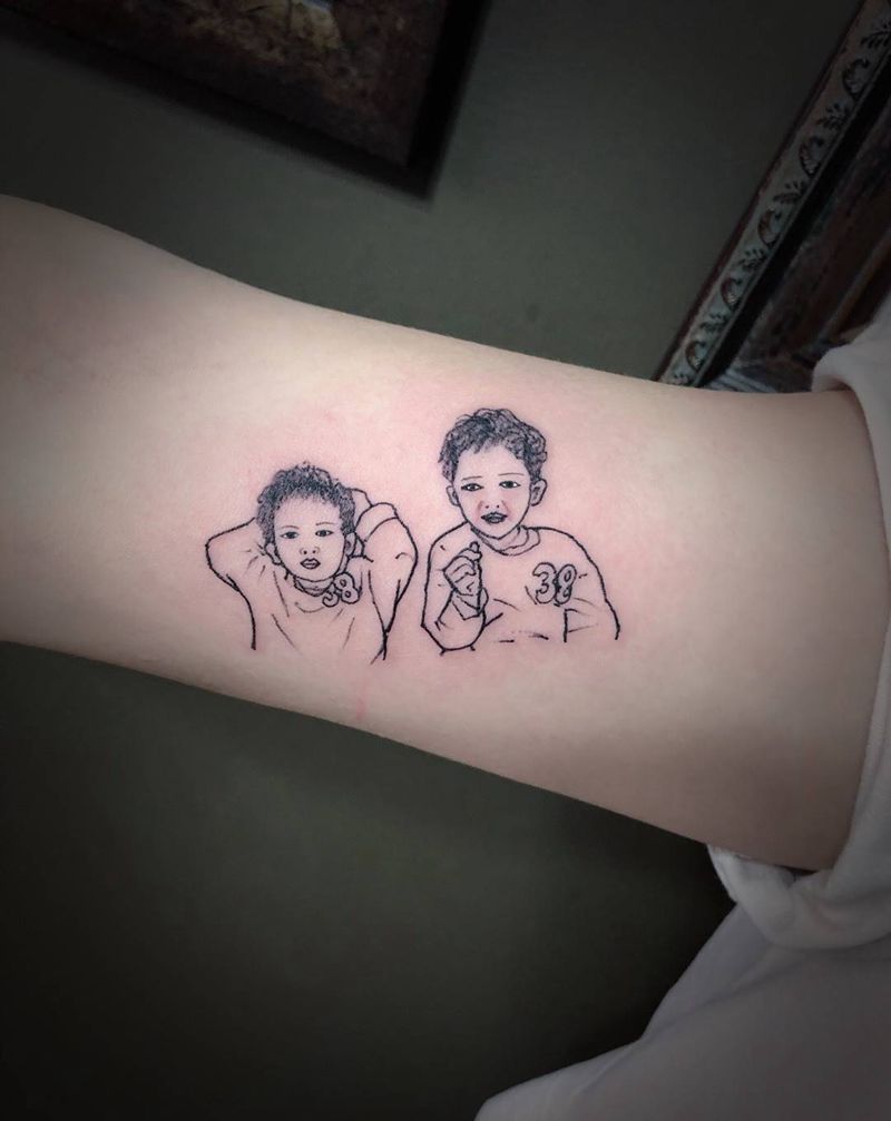 两个宝贝儿子纹身图片