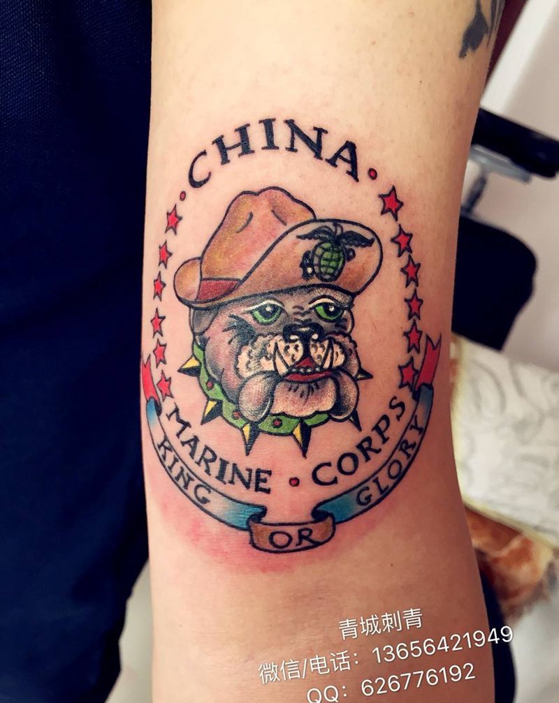 欧美风 狗仔以内纹身图片_成品手臂欧美动物原创纹身图案