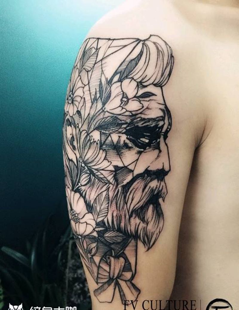 欧美高级黑纹身图片_手臂欧美人物青岛纹身图案