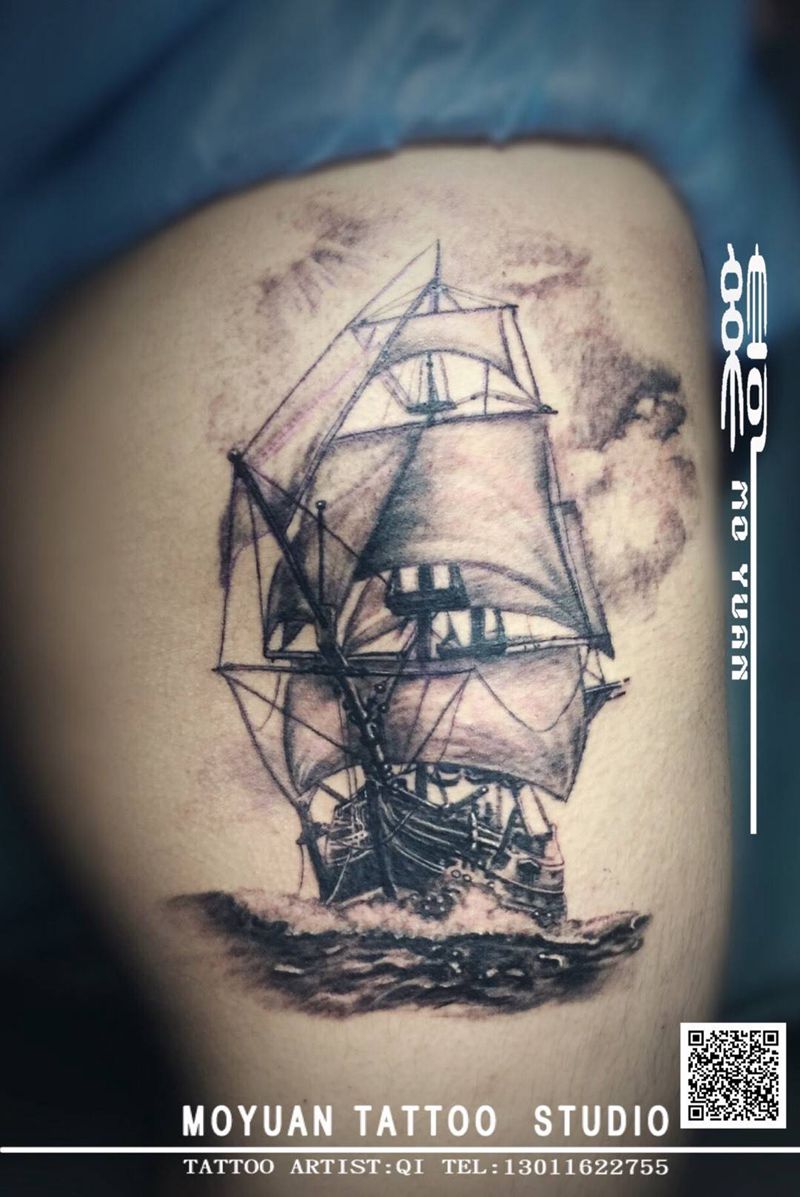 一帆风顺纹身图片