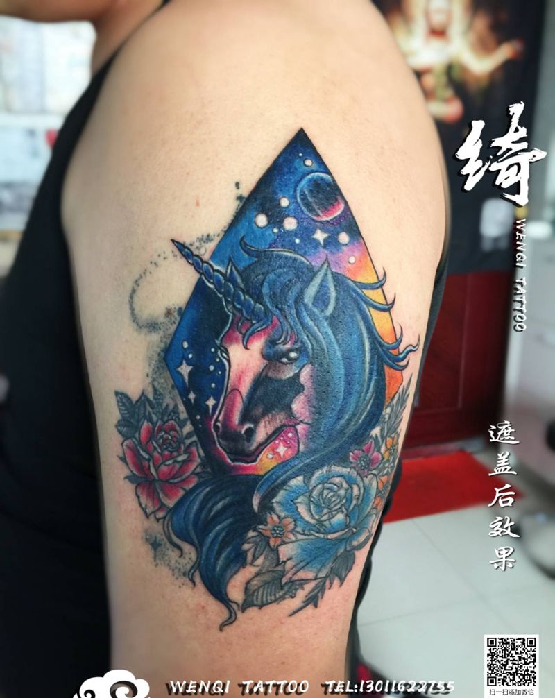 遮盖纹身图片_手臂水彩纹身图案