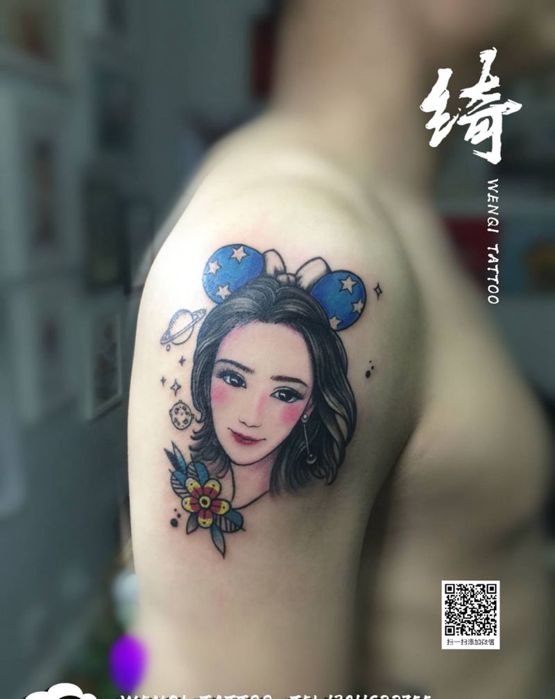 卡通风格肖像纹身图片_手臂肖像纹身图案
