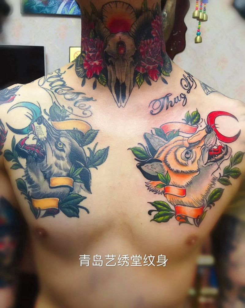 进度纹身图片_成品原创欧美手臂肩部胸部背部纹身图案