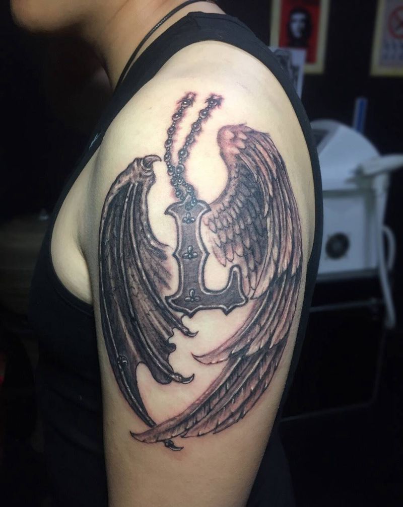 恶魔与天使之翅纹身图片