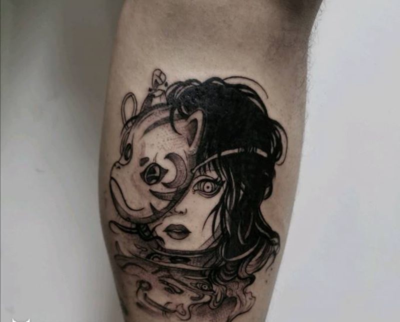 我也不知道这个啥名纹身图片_腿部纹身图案