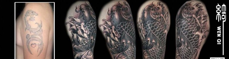 鲤鱼遮盖纹身图片