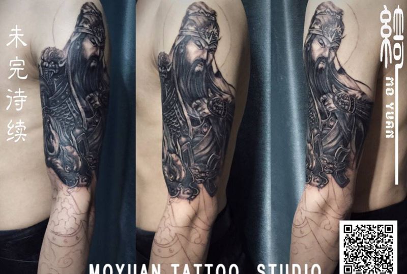 关羽花臂纹身图片