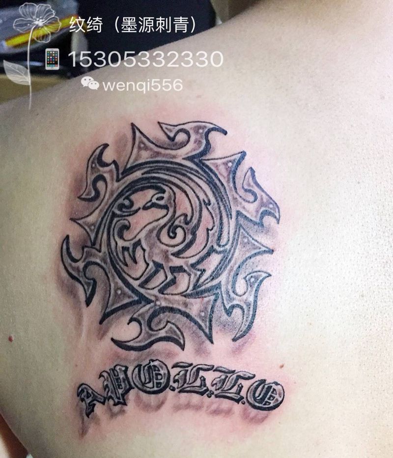 原创太阳鸟立体图腾纹身图片