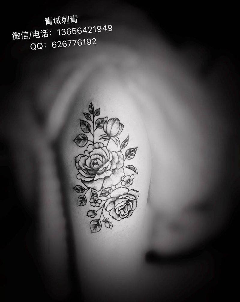 素花纹身纹身图片_手臂新传统纹身图案