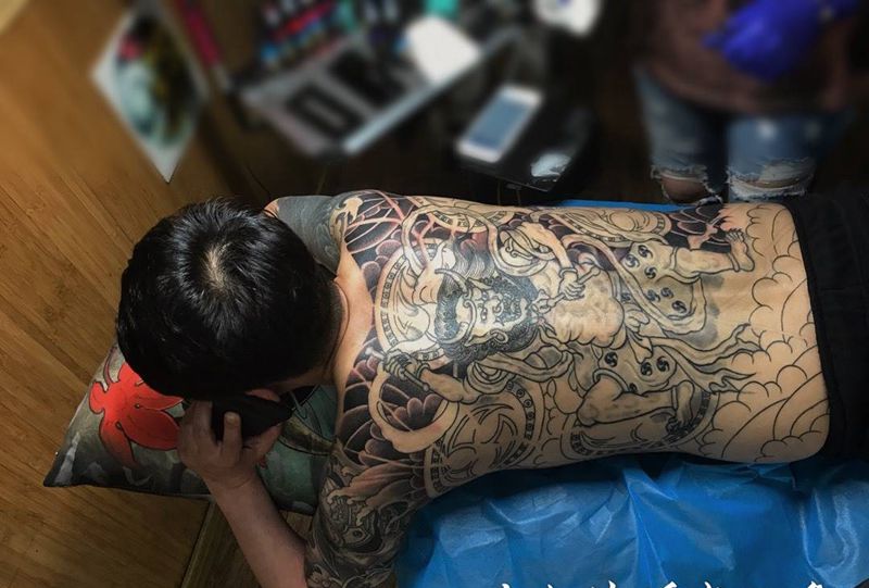 遮盖修复调整纹身图片_成品手稿原创传统背部纹身图案