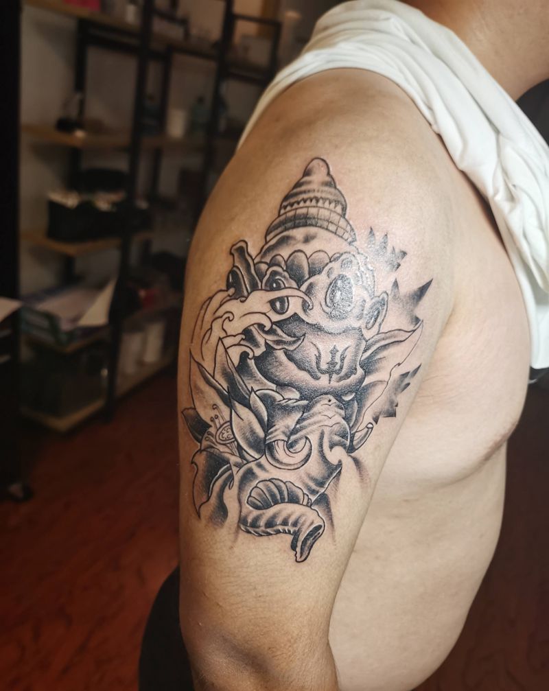 象神纹身图片_手臂纹身图案