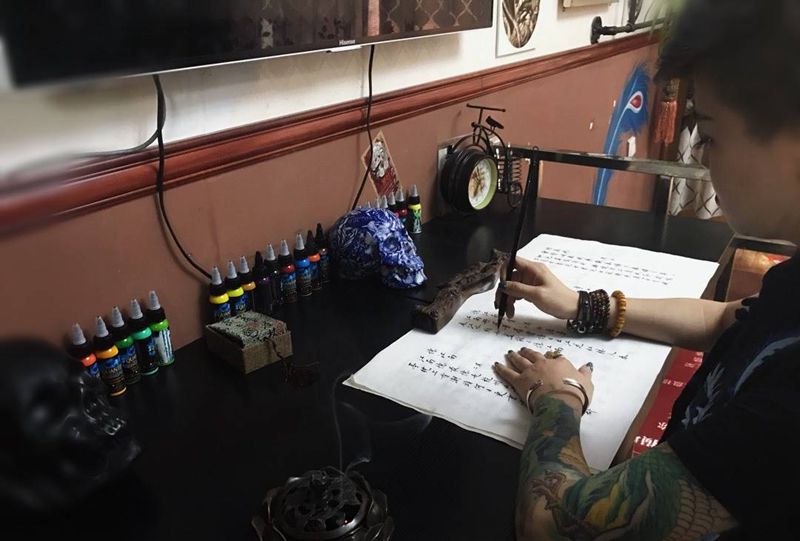 悟纹身图片_成品手臂传统肖像动物人物纹身图案