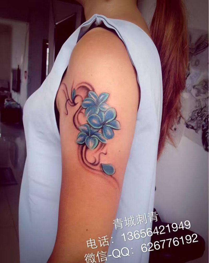 花儿纹身图片_成品手臂清新传统植物纹身图案