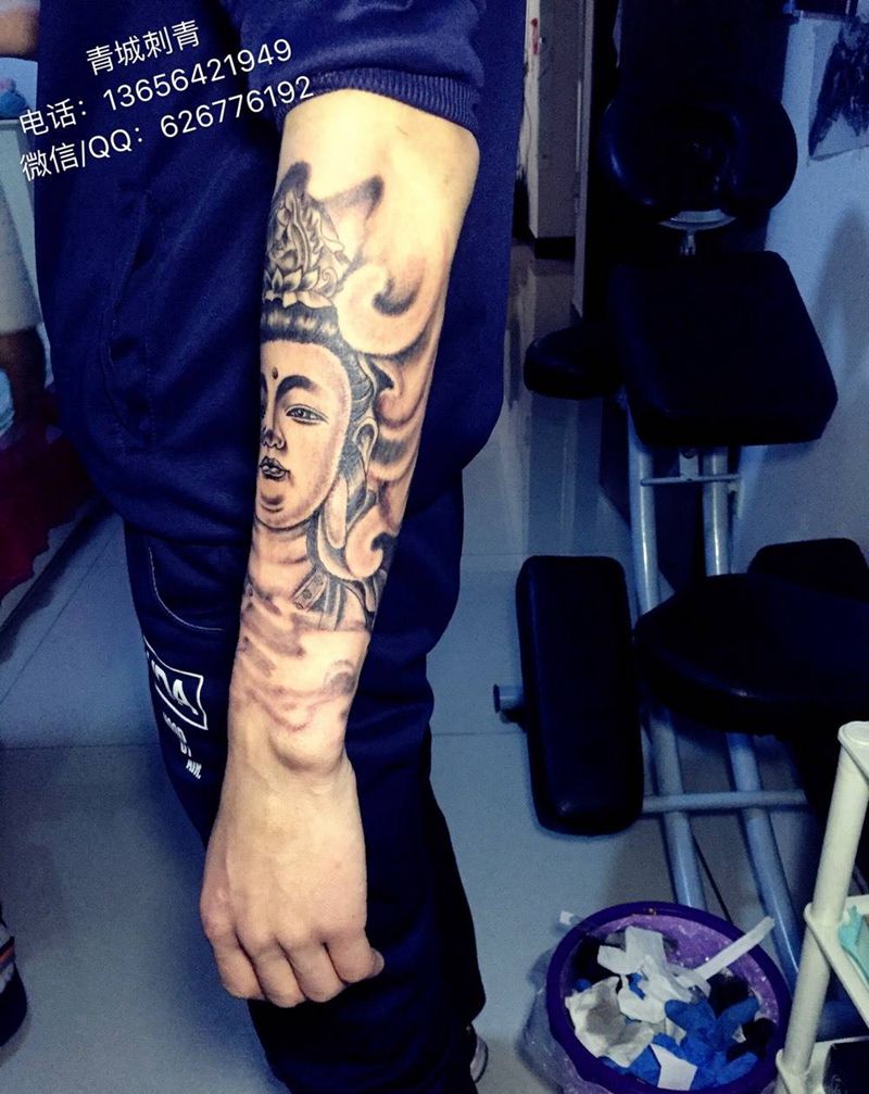 小臂菩萨纹身纹身图片_成品手臂传统习俗人物原创宗教纹身图案