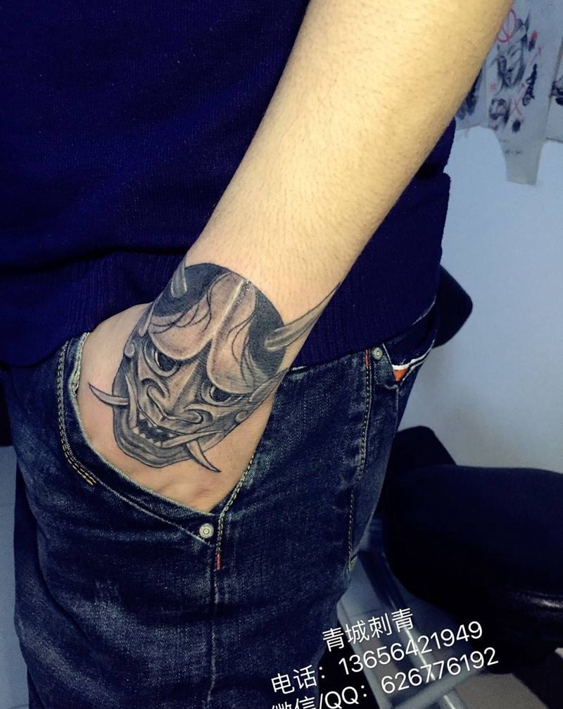 般若 纹身纹身图片_成品手部传统鬼神原创纹身图案