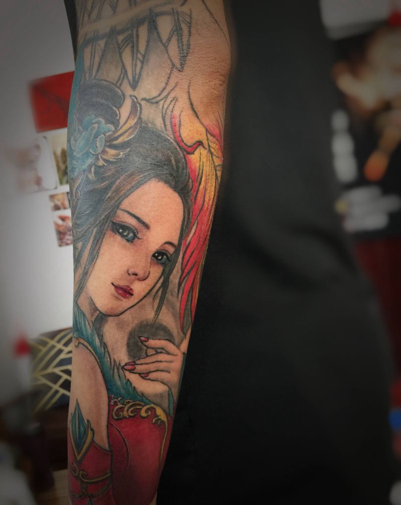 花臂未完待续纹身图片_手臂新传统纹身图案