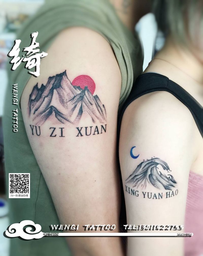 情侣纹身纹身图片_手臂点刺纹身图案