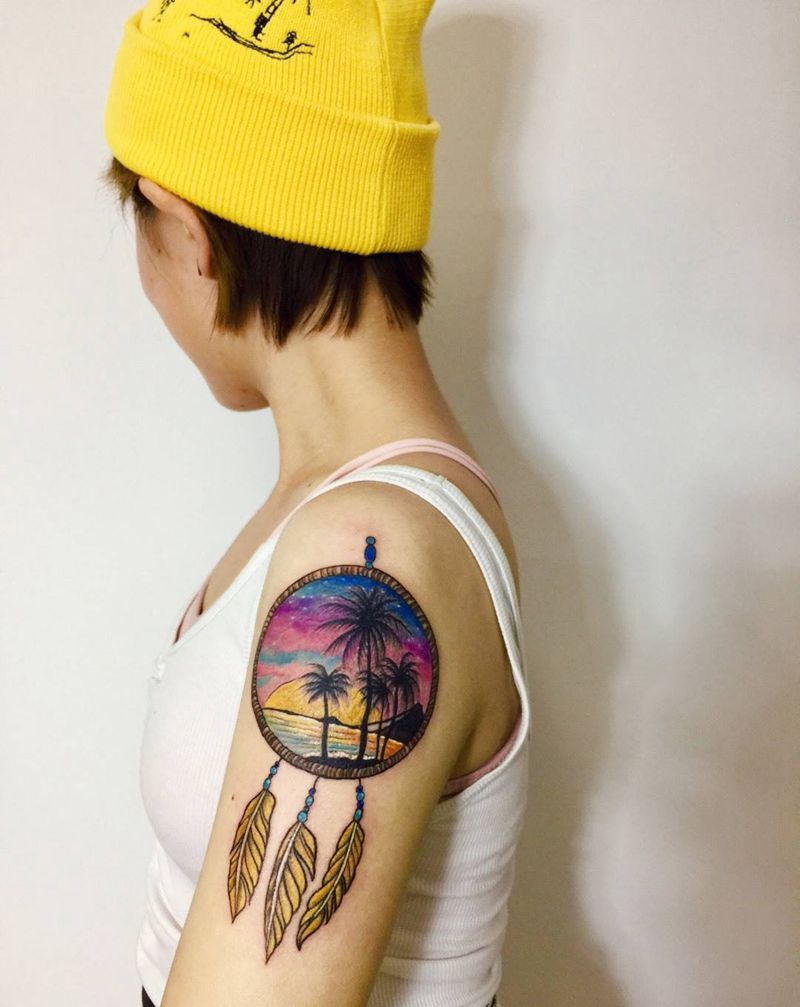 捕梦网纹身图片