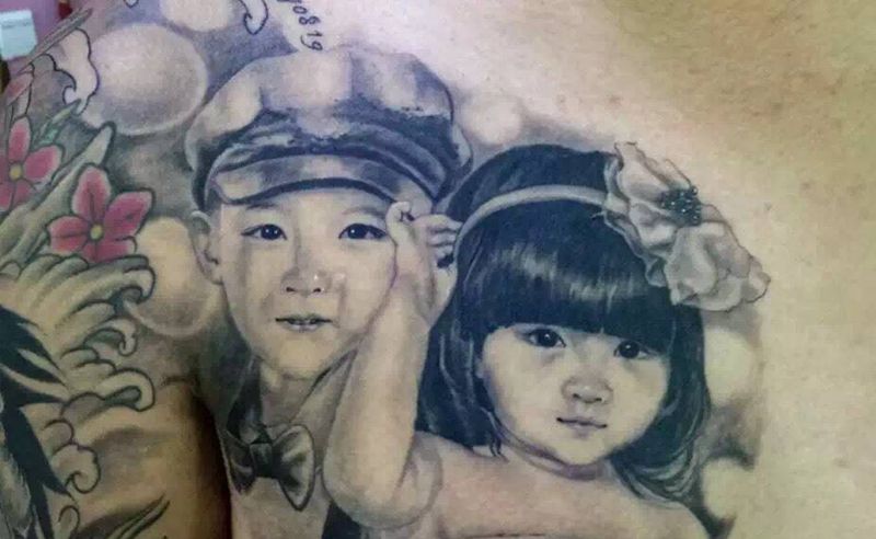 肖像纹身图片_成品手稿胸部肖像人物原创纹身图案