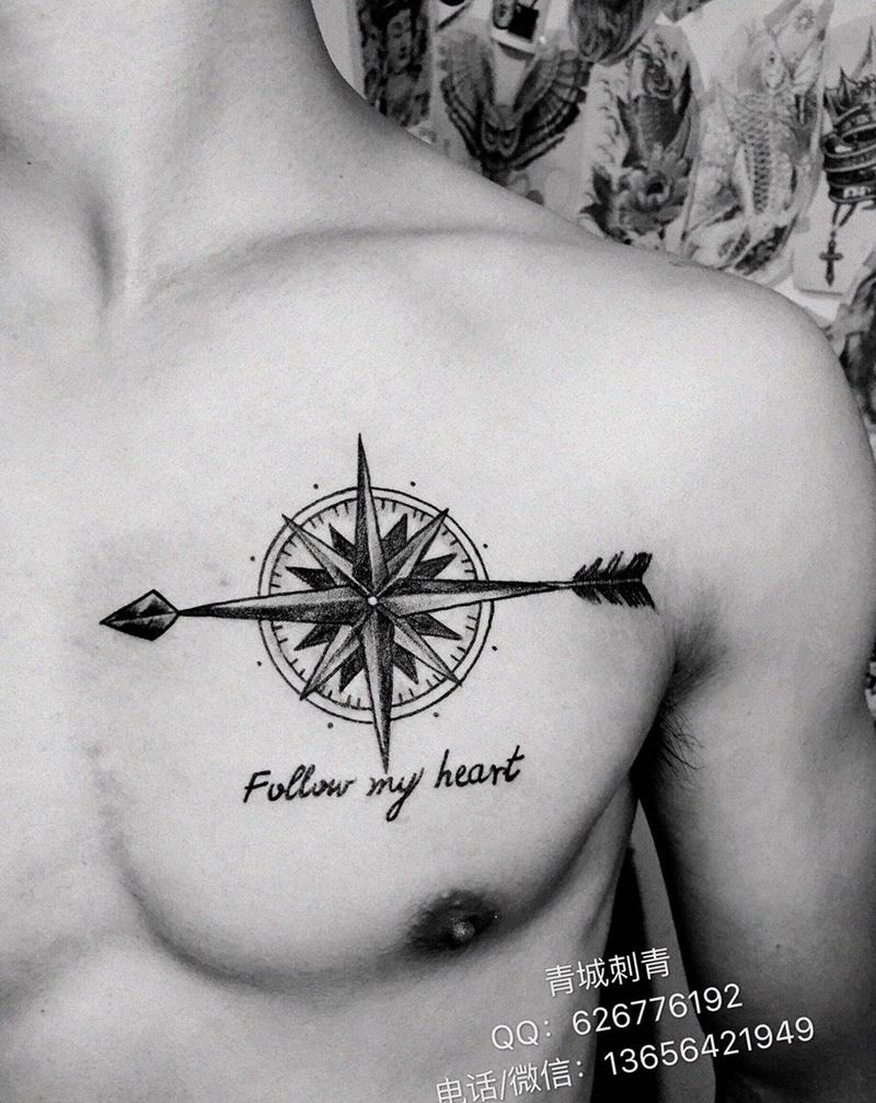 指南针纹身图片
