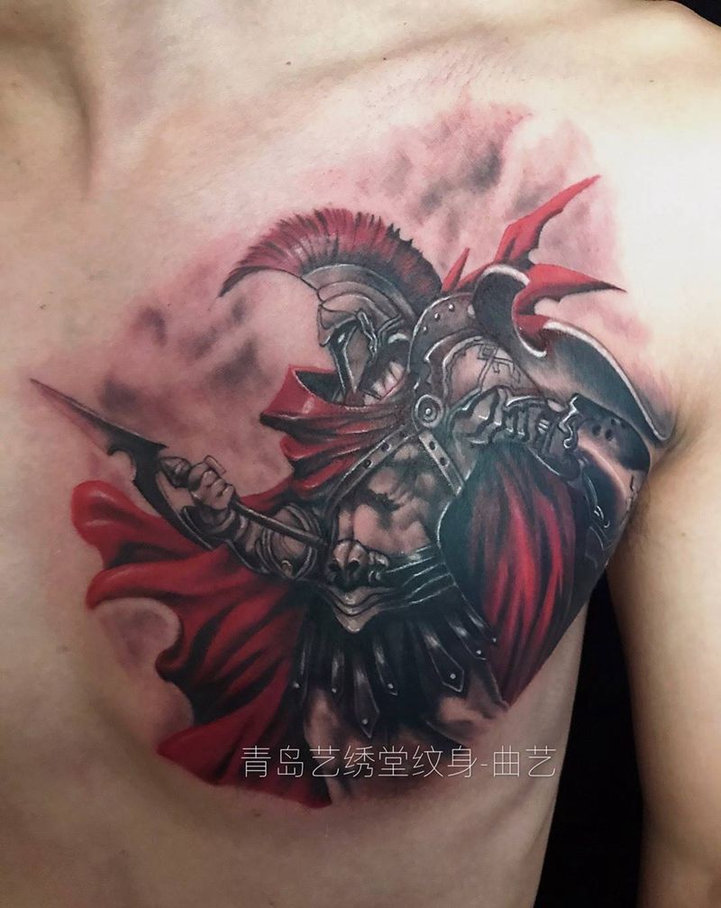 潘森纹身图片_成品插画胸部写实原创肖像纹身图案