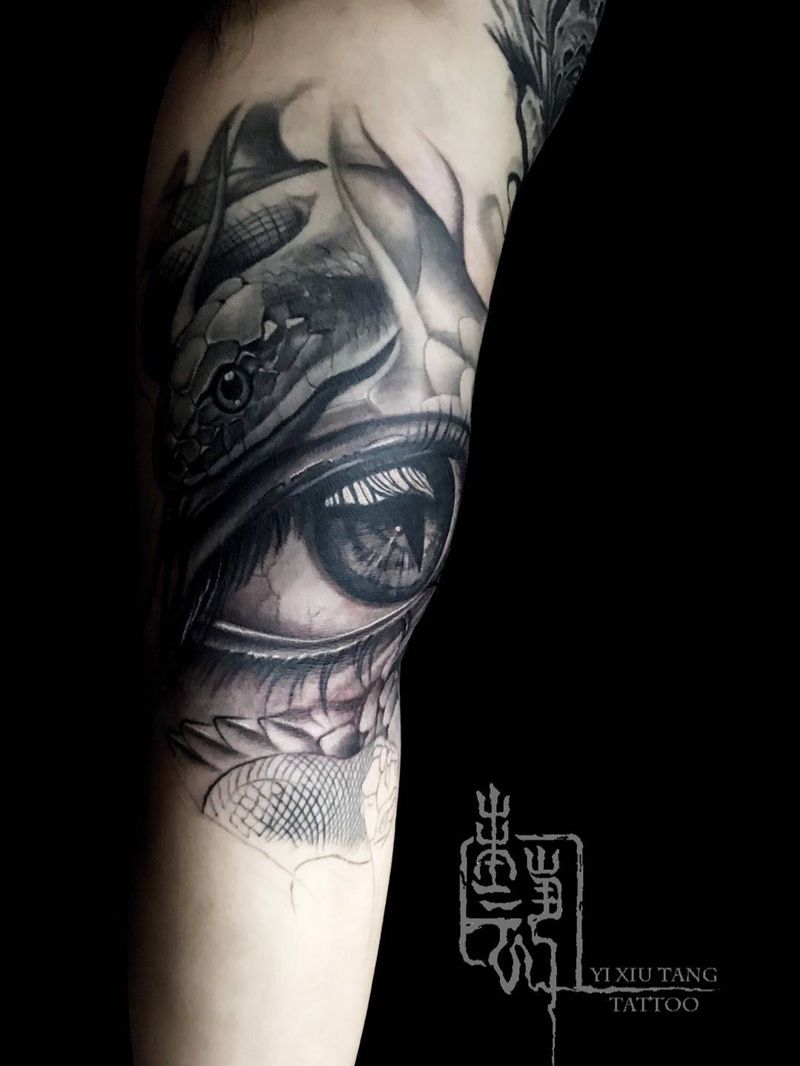 无纹身图片_成品手稿原创写实手臂欧美动物纹身图案