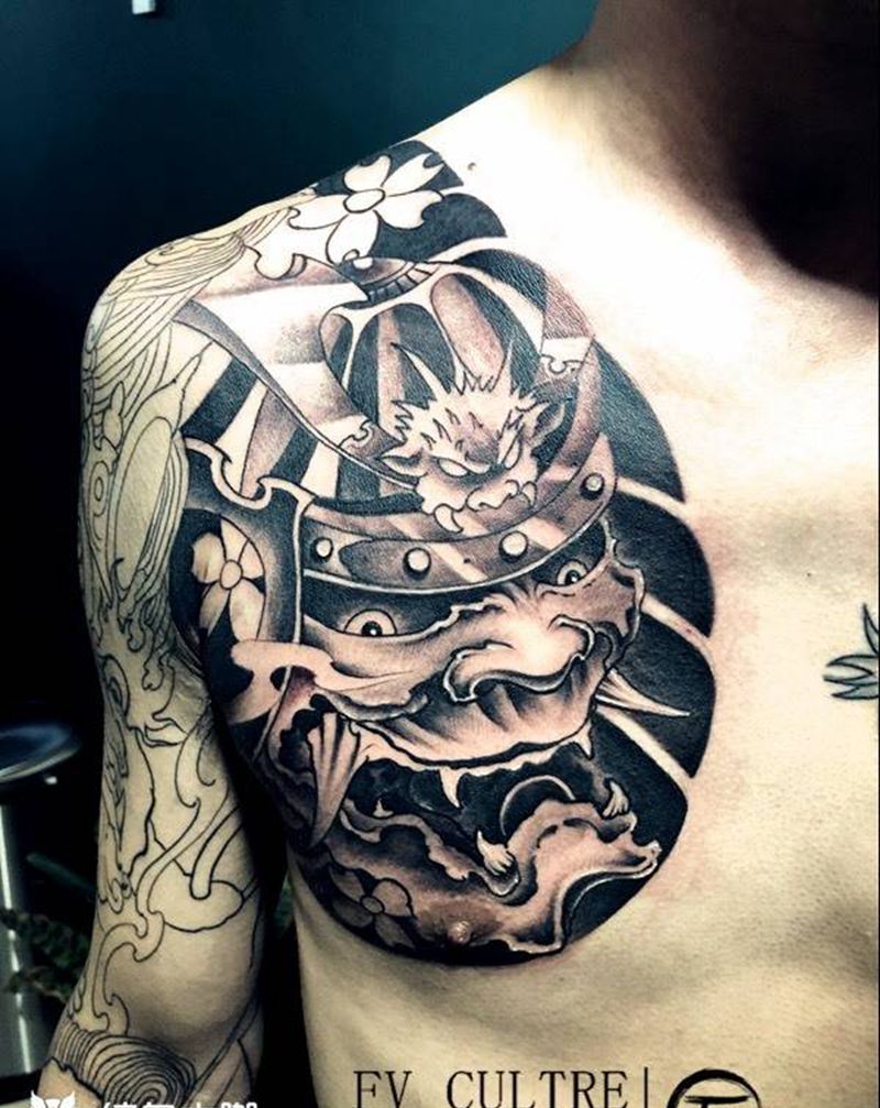 传统花臂纹身纹身图片_手臂传统人物鬼神青岛FV出品纹身图案