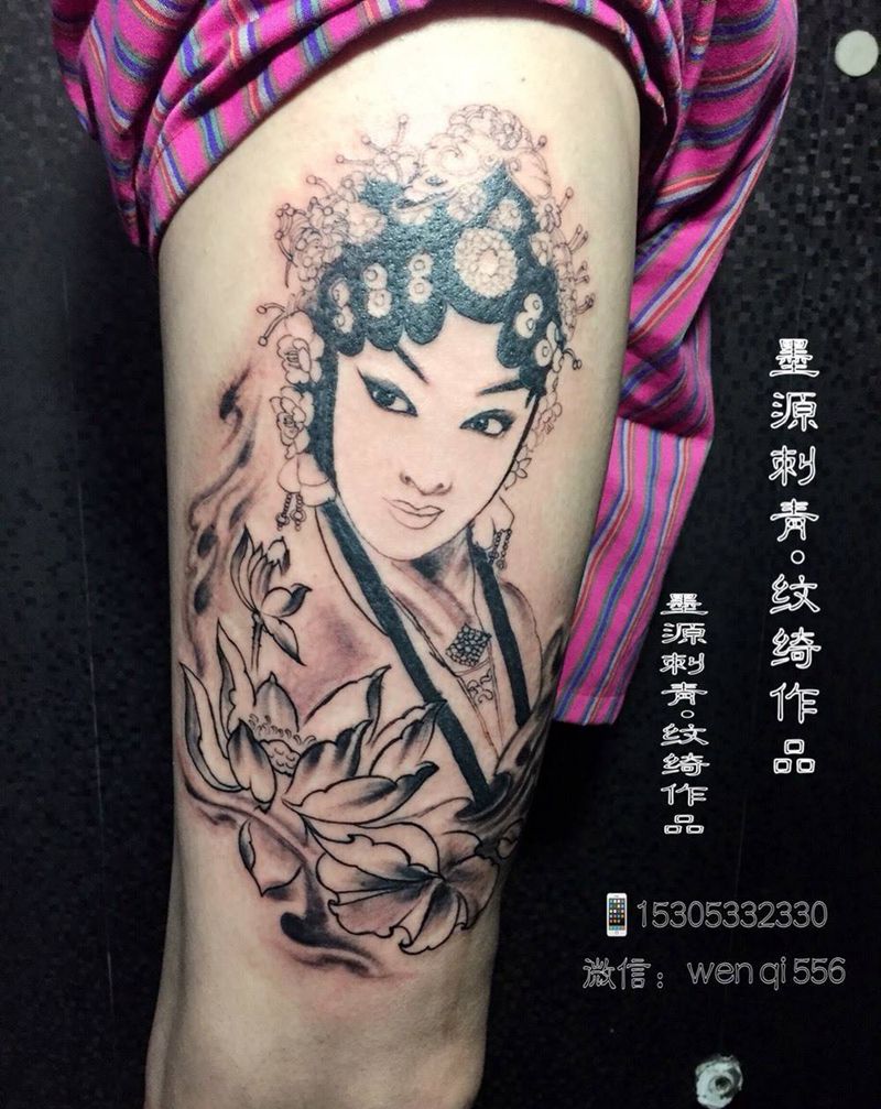 彩色花旦纹身图片