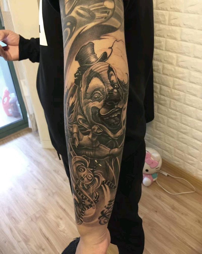 小丑中的提线木偶纹身图片_欧美写实纹身图案