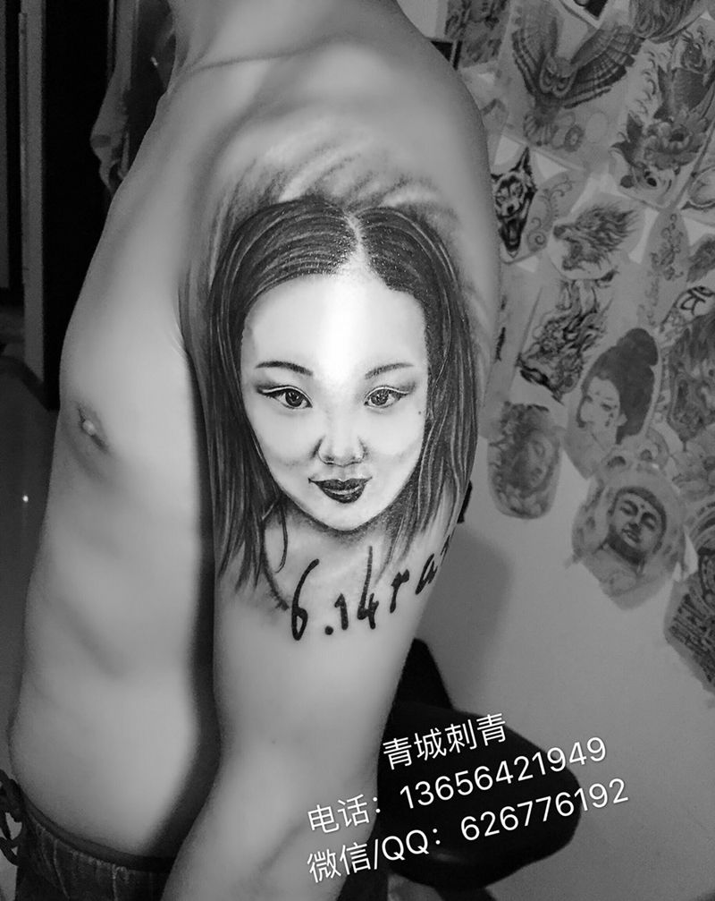 肖像纹身纹身图片_成品手臂肖像传统写实人物原创纹身图案