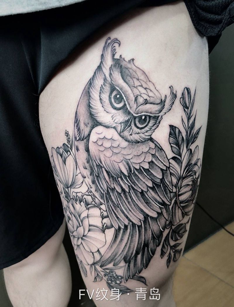 猫头鹰纹身图片